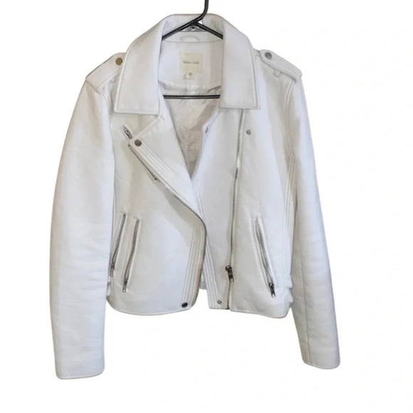 Anthropologie Silence + Noise Cream Faux Leather Jacket Size Large - Picture 1 of 13